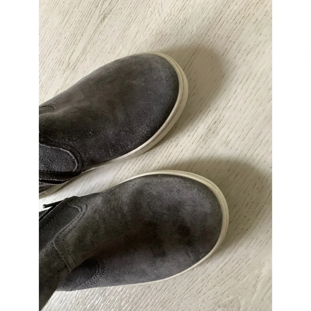 Pom d'Api Kids Grey Suede Leather Lined Ankle Boots Side Zip Buckle‎ Grey 30
